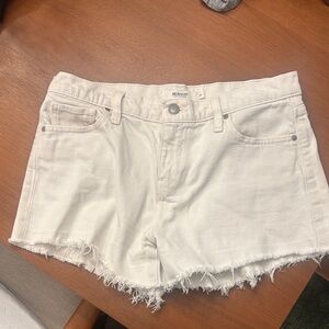 Hudson Jeans White Frayed Denim Cutoff Shorts